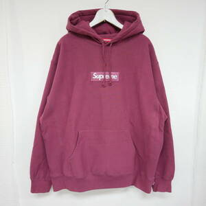 【1円】良好 国内正規 Supreme 21AW 21FW Box Logo Hooded Sweatshirt ボックスロゴパーカー フーディー Plum プラム ボルドー系 XL