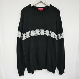 【1円】良好 国内正規 Supreme 21SS Inside Out Logo Sweater インサイドアウトロゴ セーター メリノウール ニット Black ブラック 黒 L