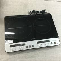 現状品 アイリスオーヤマ 2口 IHクッキングヒーター 工事不要 1400W 100V ブラック IHK-W12SP-B_画像2