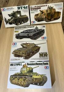 【3893】TAMIYA 戦車 プラモデル 4点 まとめ 未組立３点 ドイツ III号、Ⅳ号/アメリカ　M10/フィンランド　BT42/