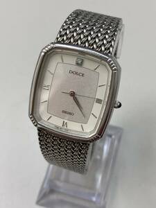 S【1D135】SEIKO　セイコー　Dolce　ドルチェ　5E31-5A90　ストーン　1P　シルバー文字盤　メンズ　クオーツ　腕時計　時計　不動