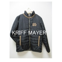 160☆KRIFF MAYER Kid's Collection☆クリフメイヤー☆シンプル中綿ナイロンジャケット アウター 刺繍入り キッズ ジュニア 黒ブラック中古_画像1