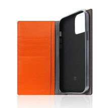 SLG Design Edition Calf Skin Leather Diary for iPhone 13 Pro 手帳型ケース オレンジ SD22131i13POR_画像4