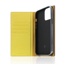 SLG Design Neon Full Grain Leather Diary Case for iPhone 13 Pro 手帳型ケース レモン SD22122i13PLM_画像4