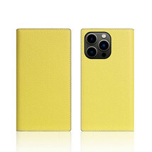 SLG Design Neon Full Grain Leather Diary Case for iPhone 13 Pro 手帳型ケース レモン SD22122i13PLM_画像3