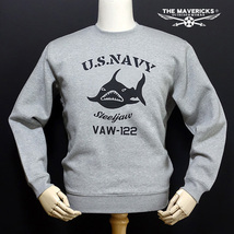 THEMAVERICKS ブランド ミリタリー スウェットトレーナー S メンズ 長袖 10oz 厚手 裏起毛 NAVY 米海軍 SteelJaw ジョーズ 杢グレー_画像6