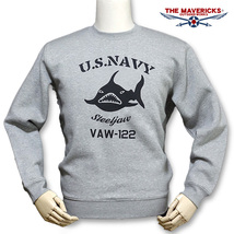 THEMAVERICKS ブランド ミリタリー スウェットトレーナー M メンズ 長袖 10oz 厚手 裏起毛 NAVY 米海軍 SteelJaw ジョーズ 杢グレー_画像1