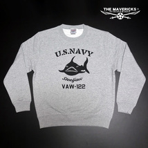 THEMAVERICKS ブランド ミリタリー スウェットトレーナー L メンズ 長袖 10oz 厚手 裏起毛 NAVY 米海軍 SteelJaw ジョーズ 杢グレー_画像3