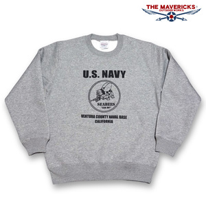 スウェット トレーナー XXL メンズ 厚手 裏起毛 米海軍 SeaBees 蜂 THEMAVERICKS ブランド 杢グレー セットアップ 可能