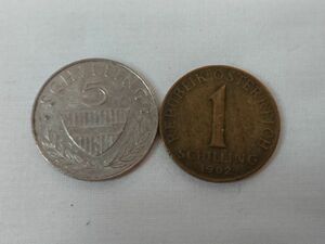 オーストリア 5シリング 1993/1シリング 1962 合計2枚 硬貨 ls123