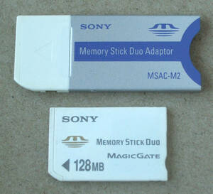 送料無料 SONY ソニー 純正 MEMORY STICK メモリースティック Duo MAGICGATE 128MB MSG-M128A アダプタ付き MSAC-M2 日本製 MADE IN JAPAN