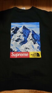 極美 黒S supreme north crewneck 雪山 THE NORTH FACE ノースフェイス シュプリーム スウェット トレーナー ノース コラボ box logo