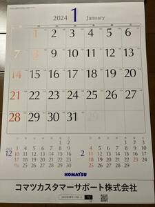 ★新品★ 2024年 KOMATSU コマツ シンプルカレンダー 壁掛けカレンダー ★