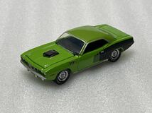 即決 グリーンライト Greenlight 1/64 プリマス ヘミ クーダ Plymouth Hemi Cuda 1971 グリーン 中古品 希少 絶版_画像1