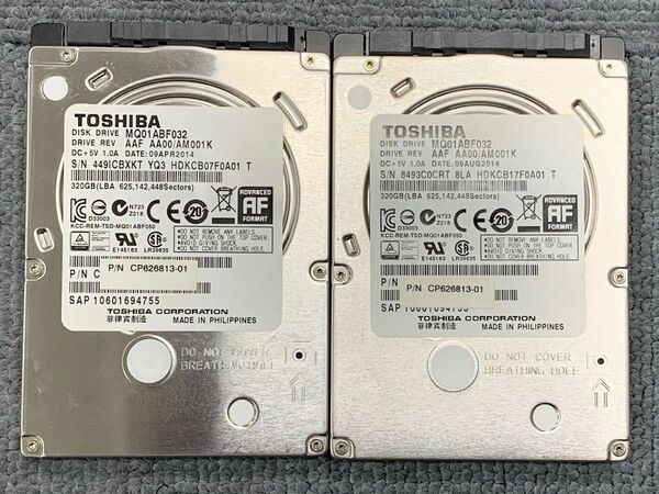 TOSHIBA 2.5インチHDD MQ01ABF032 320GB 2個 動作確認済