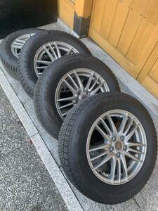 バリ山ブリヂストンスタッドレス+アルミホイール195/65R15即日使用可能です5穴PC100プリウス、アイシス他