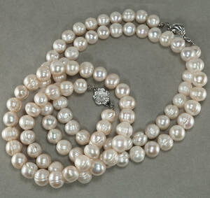 ▲天然パール 本真珠 2本 最高級 SV 150g 60cm 40cm ネックレス 宝石 ジュエリー jewelry