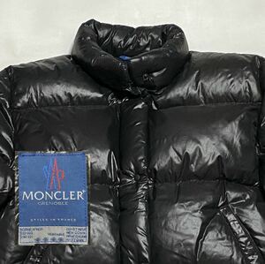 超軽量 モンクレール 青タグ マットシャイニーブラック ダウンジャケット サイズ1 MONCLER グルノーブル ビンテージ古着 90's 90年代