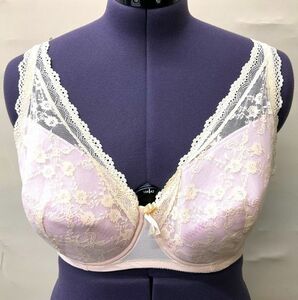 CR12183 IB⑥【特価】新品 大きい ブラジャー H95 1枚 シャンパン レース 花柄 ノンワイヤー リボン おしゃれ 華やか 訳あり レディース