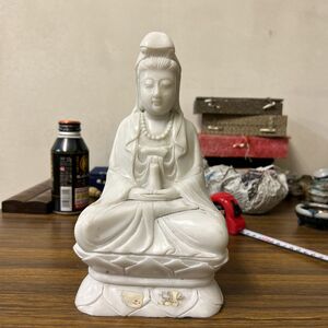 仏教美術 仏像 観音菩薩 古美術 時代物 骨董品　白砡？大理石？