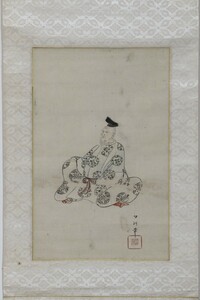 【真作】掛軸「菊田伊洲 柿本人麿」箱書有 江戸後期 狩野派絵師 仙台四大画家 人麻呂 肖像画 絵画