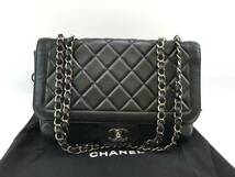 ☆CHANEL デカマトラッセ Wフラップ シャネルチェーンショルダーバッグ ラムスキン シルバー金具 人気 ♯185161-3853_画像1