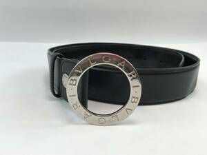 ☆【BVLGARI】 ブルガリ レザー シルバー金具 ベルト 表記サイズ 42/105 メンズ ブラック系 中古　♯196695-13