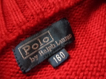 POLO RALPH LAUREN ポロ ラルフローレン コットン セーター ハーフジップ ニット カットソー size160 赤色 メンズ_画像5