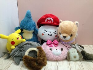 ◇キャラクター 《大量セット》ピカチュウ スヌーピー ゴンべ ジョーズ ぬいぐるみ ファンキャップほか 10点 9P90 【大型】