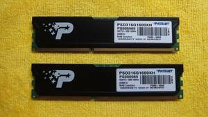 ★☆PATRIOT PSD316G1600KH DDR3-1600MHz 16GB (8GB×2枚)動作確認済み デスクトップ用 ゲーミングメモリ 240ピン USED☆★