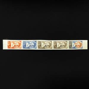 希少 コンゴ共和国発行「ブレゲ ダイヤル電信、ITU エンブレム」 切手シートによる試し刷り切手　各種カラー　１９６５年
