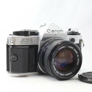 【外観良品/シャッター/露出計OK】キャノン Canon AE-1 PROGRAM ＋ NEW FD 50mm F1.4 フィルムカメラ レンズセット 前キャップ付き (S501)