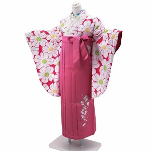 * two shaku sleeve kimono hakama 2 point set * Sakura embroidery entering is sickle kama pink L size 2p-57-2 [ graduation ceremony gratitude .]