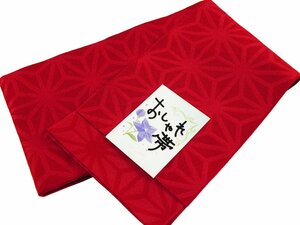 # hanhaba obi # hakama для юката для лен. лист рисунок половина ширина obi одиночный . obi bo-71( красный ) [ юката obi .... серп кама obi ..]