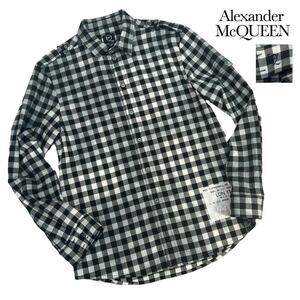 美品 Alexander McQUEEN アレキサンダーマックイーン 長袖シャツ サイズ50/XL相当 ビッグシルエット 2011 グラデーション チェック柄 A3060