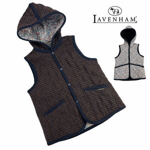  прекрасный товар LAVENHAM Lavenham f-ti стеганое полотно лучший размер 36/S соответствует ( женский ) двусторонний тысяч птица .. рисунок цветочный принт переключатель шерсть A3086