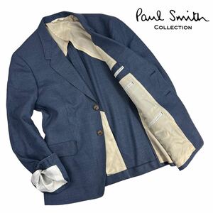 極美品 Paul Smith COLLECTION ポールスミスコレクション 2Bテーラードジャケット サイズLX(L-XL相当) ブルー シルク混 春夏 上質 A3089