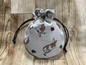 巾着袋 巾着　うさぎ　丸底　ハンドメイド ミニ巾着 drawstring bag handcrafted