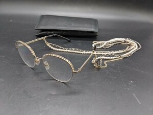 【美品】CHANEL シャネル メガネ 71288 L2515 0N チェーン付き イタリア製 伊達メガネ 眼鏡 めがね アクセサリー 