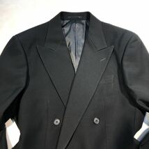 新品 定価3.9万【サイズAB7XL★Kanebo礼服】4Bダブルスーツ 漆黒フォーマル 背抜き ノーベンツ 2タック アジャスター付き ウール100%_画像3