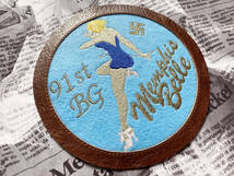 ＝☆刺繍&レザートリム☆91th Bomb Group "Memphis Bell" Patch☆＝(Nose Art・Leather Round Frame)_画像2