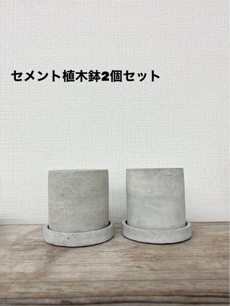 ハンドメイド セメント植木鉢2個セット