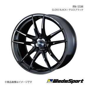 WedsSport/RN-55M カローラ 210系 A10系 純正タイヤサイズ(225/40-18) アルミホイール1本【18×7.5J 5-100 INSET45 GLOSS BLACK】0072946