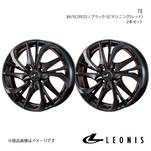 LEONIS/TE フレアワゴン MM53S アルミホイール2本セット【15×4.5J 4-100 INSET45 BK/SC[RED]】0038740×2