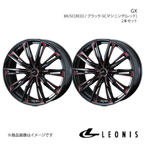 LEONIS/GX オーリス 180系 アルミホイール2本セット【17×7.0J 5-114.3 INSET42 BK/SC[RED]】0039357×2