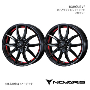 NOVARIS/ROHGUE VF ルークス B4#A アルミホイール2本セット【15×4.5J 4-100 INSET45 ピアノブラック/レッドライン】0040061×2