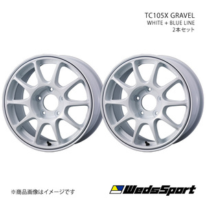 WedsSport/TC105X GRAVEL インプレッサアネシス GE系 アルミホイール2本セット【15×6.5J 5-100 INSET35 WHITE+BLUE LINE】0073944×2