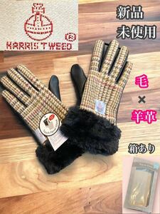  Harris tweed new goods unused gloves glove wool sheep leather touch panel correspondence 