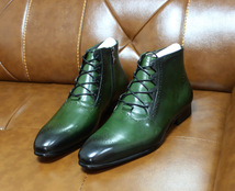 最上級 ショートブーツ ビジネスブーツ メンズ 本革 レザーシューズ 職人手作り 彫りワークブーツ 革靴紳士靴 牛革 ブラウン 24.5cm~28cm_画像7