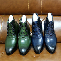 最上級 ショートブーツ ビジネスブーツ メンズ 本革 レザーシューズ 職人手作り 彫りワークブーツ 革靴紳士靴 牛革 ブラウン 24.5cm~28cm_画像9